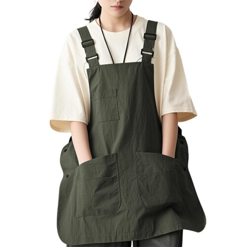 Comfortable Kitchen Apron Breathable Cooking Apron-Army Green