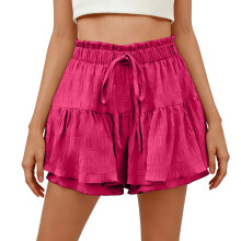 Women's Bohemian Skirt Shorts, , High Waist,-Fuchsia L