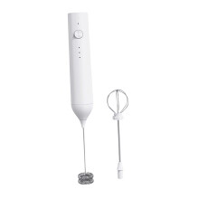 Electric Milk Frother Whisk with Metal Head-White Without stand
