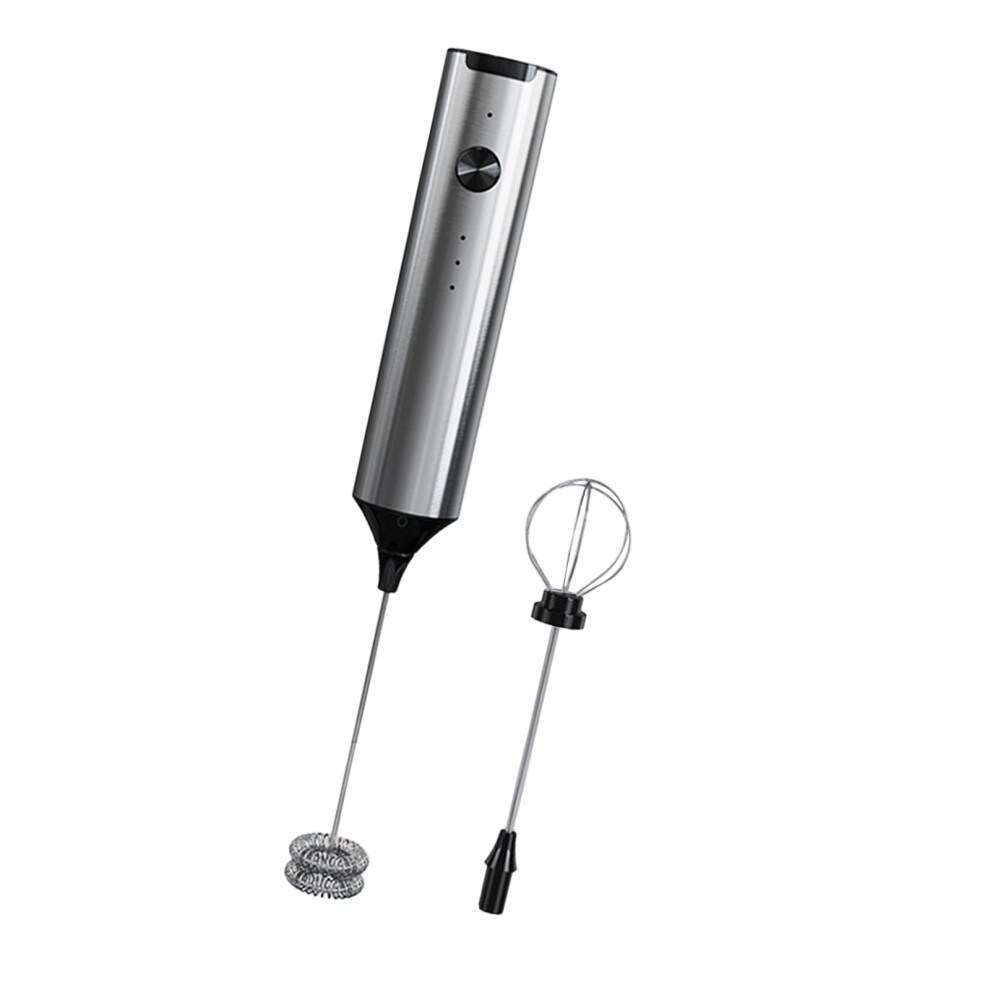 Rechargeable Electric Milk Frother with-Silver Without stand