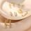 (Silver) Micro-Paved Zirconia 4-Leaf Stud Earrings, 5-Piece Set 3