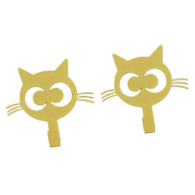Cartoon-Katzen-Metallhaken, Metallkonstruktion,-Gold