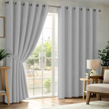 (66x54in-Medium Window Curtains, Light Grey) Thermal Insulated Blackout Eyelet Curtains-Thick Ready Made Windows Drapes