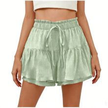 Women's Bohemian Skirt Shorts, , High Waist,-Green XL