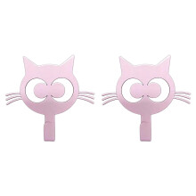 Packung mit 2 dekorativen Türhaken mit Katzenmotiv aus-Rosa