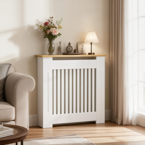 78x20x83Hcm Slatted Vertical White Radiator Cover 1