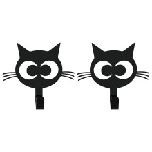 2 Pieces Cats Designs Metal Hanging Hooks Space Saving-Black