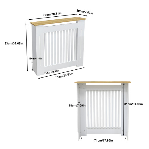 78x20x83Hcm Slatted Vertical White Radiator Cover 2
