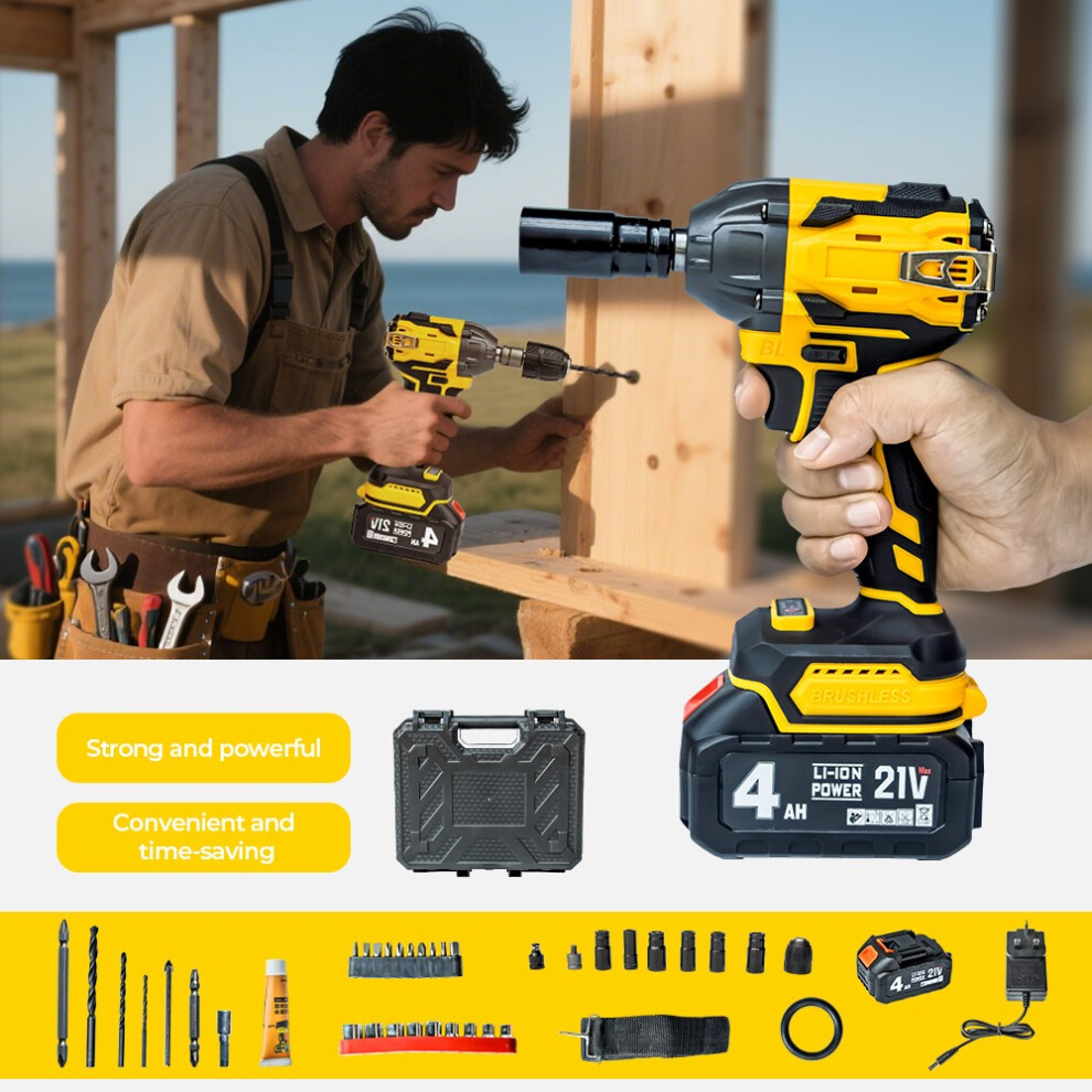 1/2" Cordless Electric Impact Wrench Drill Gun Ratchet Driver W/2 Battery 703052547881