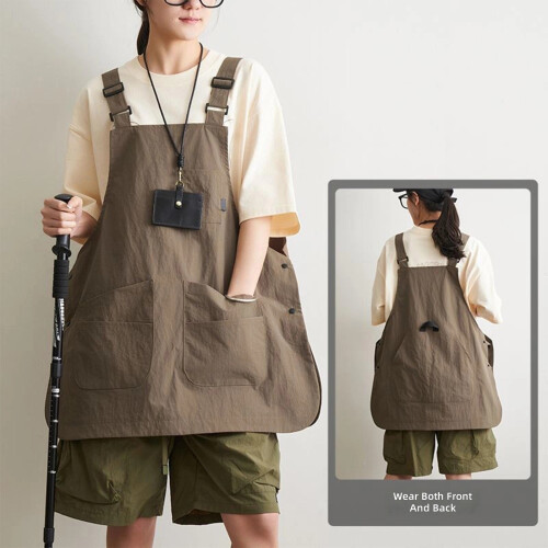 Comfortable Kitchen Apron Breathable Cooking Apron-Army Green 1