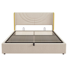 5ft King Upholstered Bed Frame with Hydraulic Storage