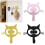 Double Pack Artistic Cats Door Hooks Metal Construction-Black 3