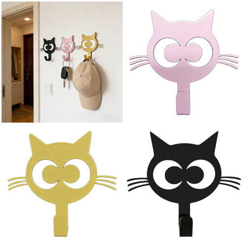 2PCS Adorable Cats Themed Wall Mount Hooks For Organizing-Pink 2