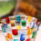 Multipurpose Painted Colorful Glass Drinking Cup and Saucer Set 6