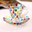 Multipurpose Painted Colorful Glass Drinking Cup and Saucer Set 7