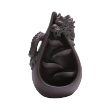 Backflow Incense Burner Ceramic Waterfall Purple Sand Dragon Ornament For Living Room Entrance Indoor Aromatherapy Decor