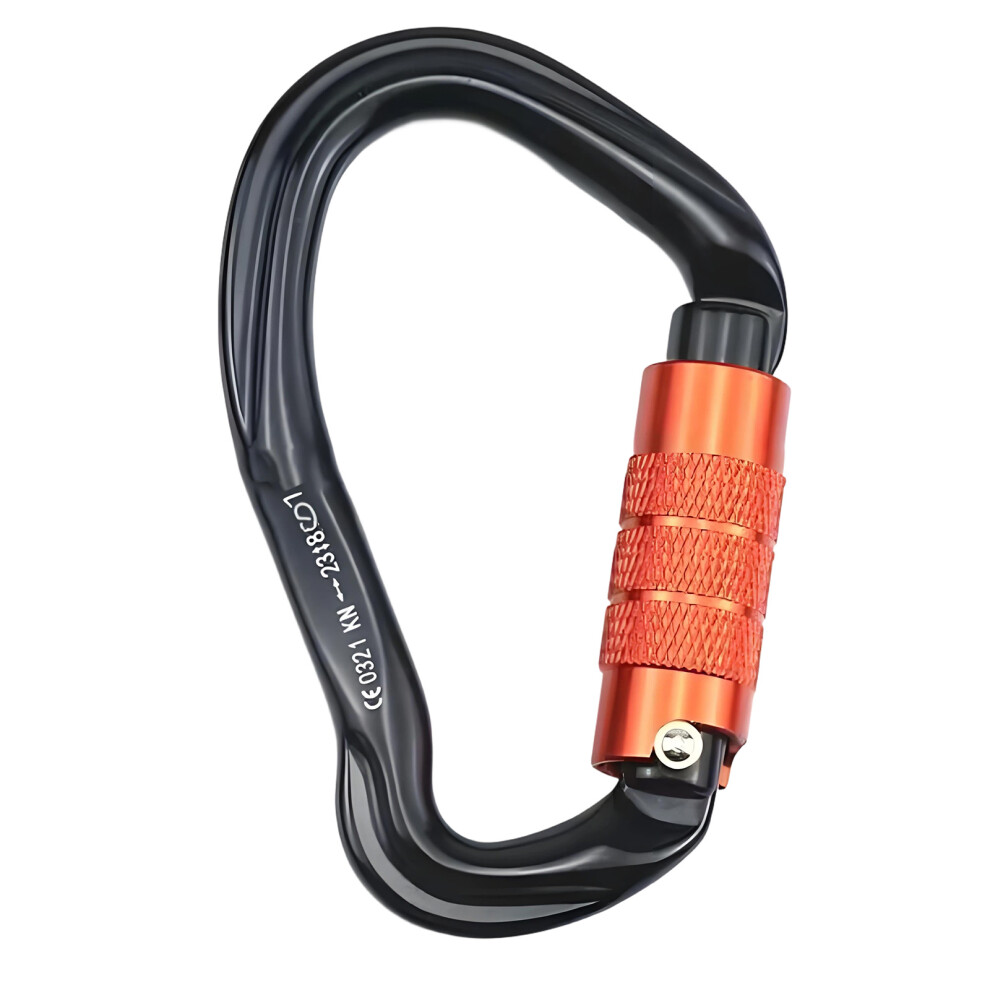 Ergonomic Auto Locking Carabiner For Secure-Black Ora Nge Head 7754001874407
