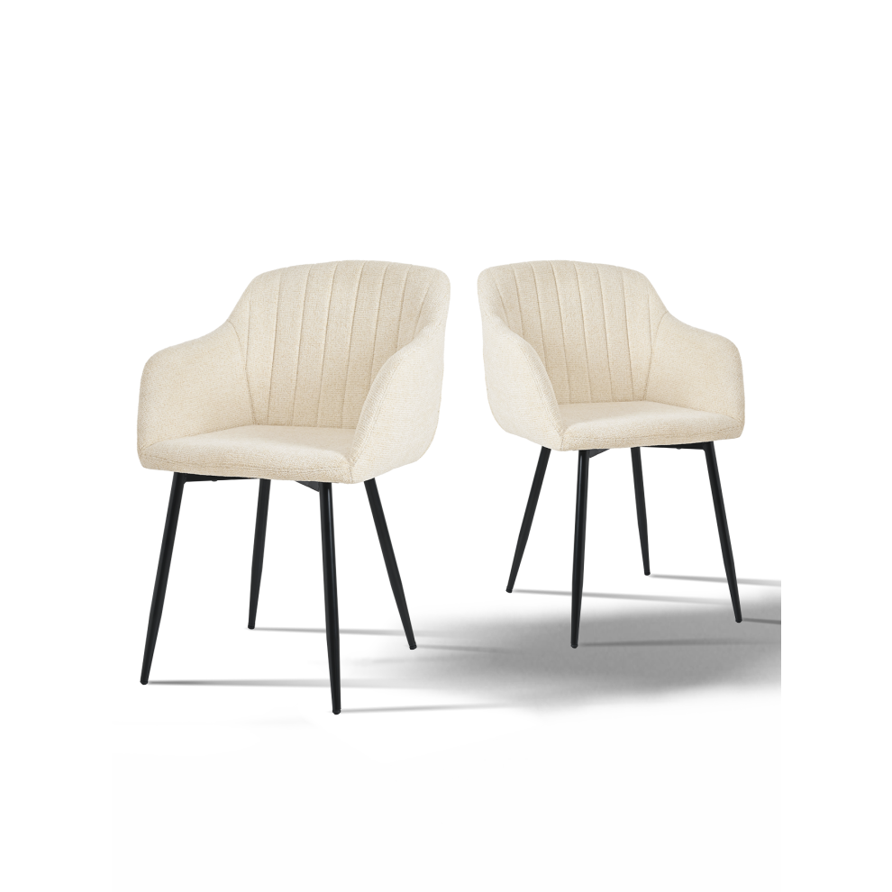 Photos - Chair  GOEURVANT Chenille Dining  with Armrests, Modern Accent Chair with Metal Legs for Living Room/Office(Cream, Set of 2)