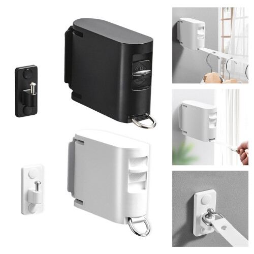 Strong Retractable Clothesline With Concealed Storage-Black 2