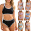 Breathable Printed Tankini Top And Bottom Briefs Quick-Black XL 2