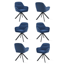 (Blue, Set of 6) Goeurvant Swivel Dining Chairs