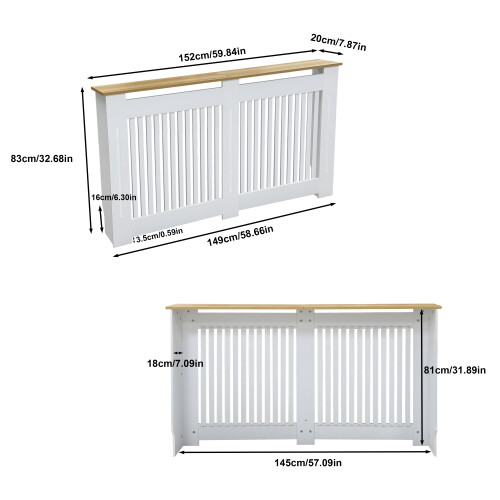 (152x20x83Hcm ) Vertical White Radiator Cover 2
