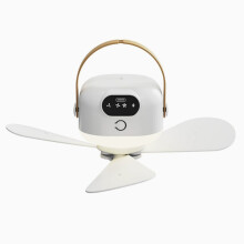 Tragbarer Deckenventilator (23,5 cm) mit Licht und Fernbedienung, USB-wiederaufladbar, 4 Geschwindigkeitsstufen und Timer, für Zelt, Wo