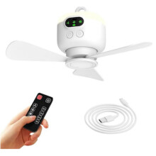 Tragbarer Campingventilator mit Licht, wiederaufladbarer 8000-mAh-Akku, abnehmbare Flügel, Timer, Fernbedienung, für Wohnmobil/Pavillon