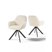 (Cream, Set of 2) Goeurvant Swivel Dining Chairs