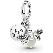 Leuchtender Glühwürmchen-Anhänger, 925er Sterlingsilber, Charms & Perlen_M