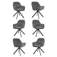 (Slate Grey, Set of 6) Goeurvant Swivel Dining Chairs