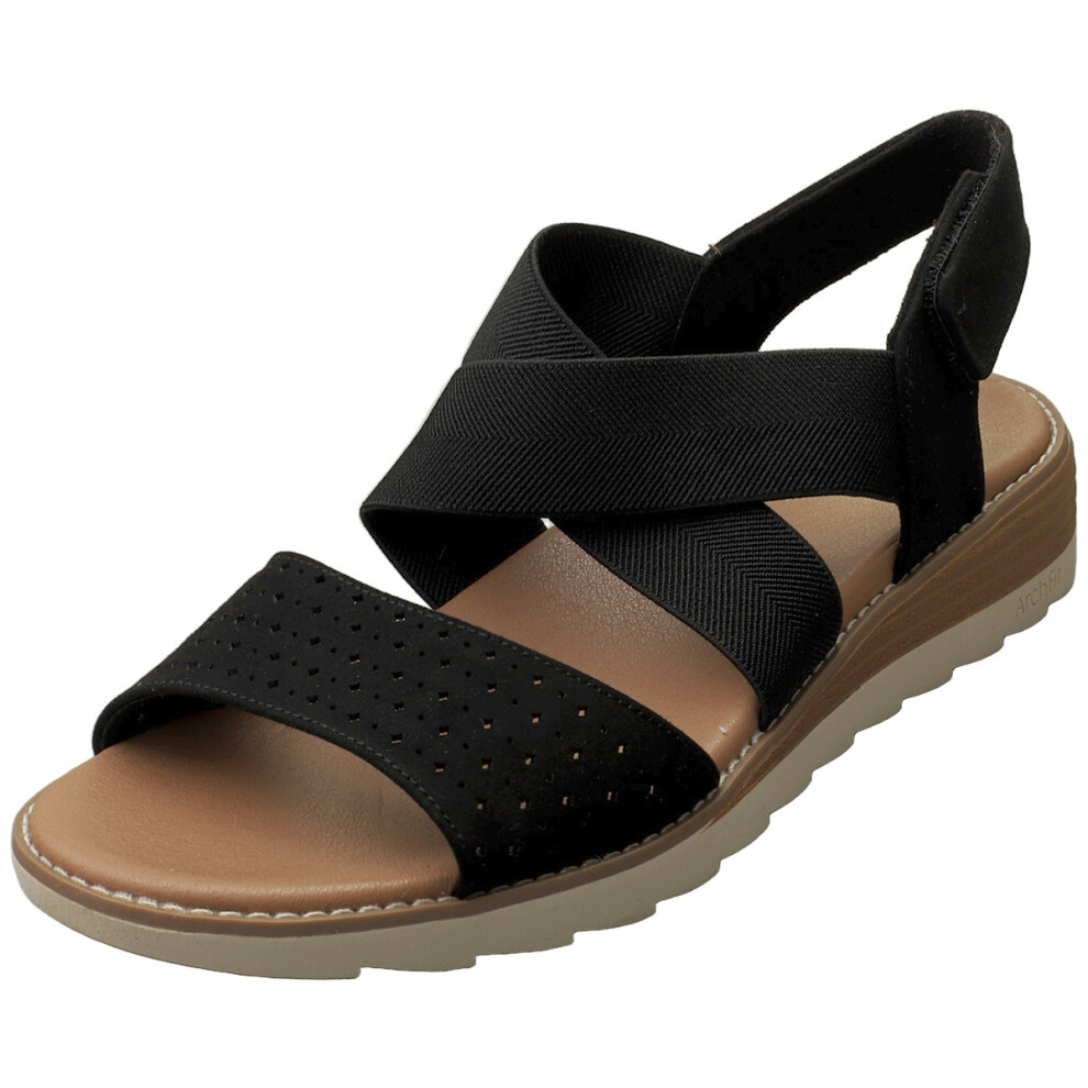 Skechers (5) Bobs Arch Fit Oasis Vegan Womens Walking Sandals In Black