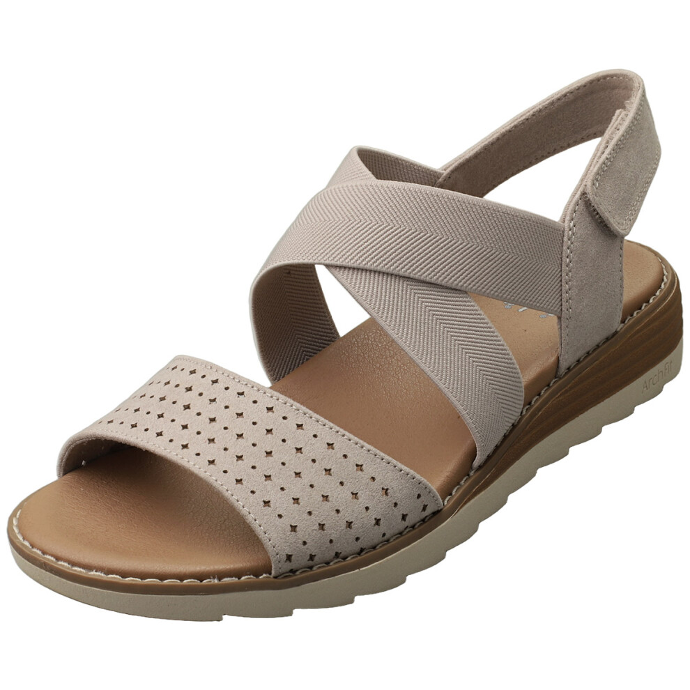 Skechers (8) Bobs Arch Fit Oasis Vegan Womens Walking Sandals In Taupe