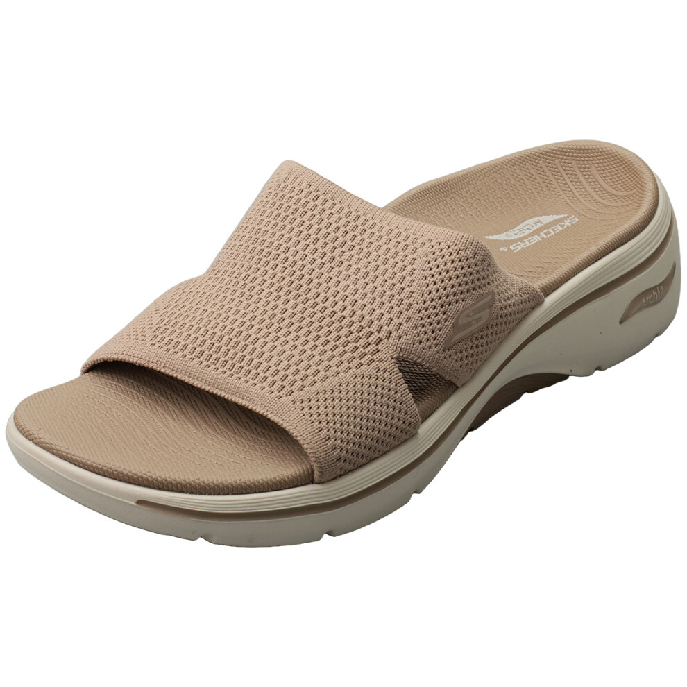 Skechers (7) Go Walk Arch Fit 2.0 Womens Slide Sandals In Tan