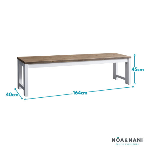 Noa and Nani Hever Dining Bench in White and Dark Pine 2