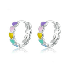 AILUOR 925 Sterling Silver Hoop Earrings for Women, Rainbow Color Enamel Heart Hoop Earrings for Women Cartilage Cute Huggie Earrings Jewellery