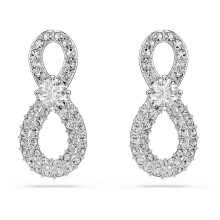 Swarovski Hyperbola Stud Earrings, Round Cut, Pav?, Infinity, White, Rhodium Plated