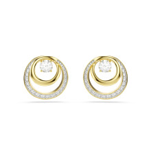Swarovski Hyperbola Stud Earrings, Round Cut, White, Gold-Tone Plated