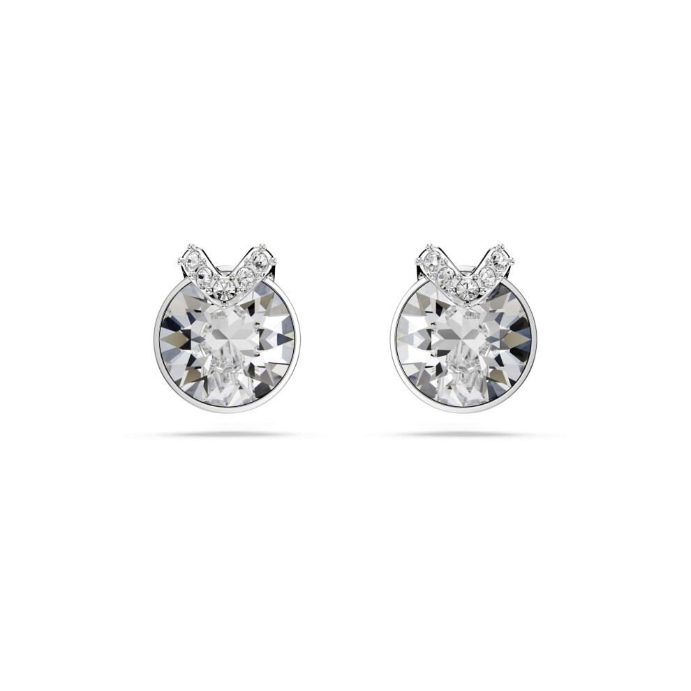 Swarovski Bella Stud Earrings, Round Cut, Pav?, Rhodium Plated White