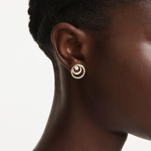 Swarovski Swarovski Hyperbola Stud Earrings, Round Cut, White, Gold-Tone Plated 1
