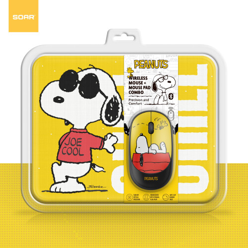SOAR Peanuts Mouse & Mouse Pad Combo Yellow- Chill 1
