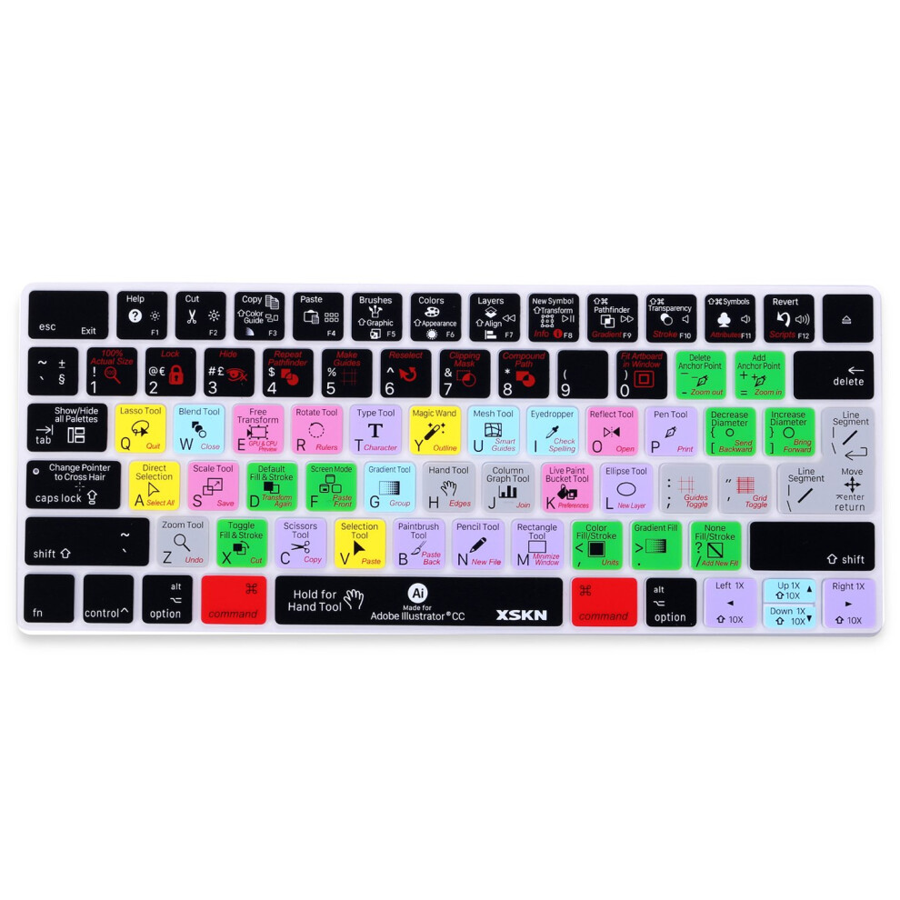 Xskn Illustrator Shortcut Silicone Keyboard Cover Skin For Apple 2015 Released Magic Keyboard A1644 Mla22ll/A Mla22b/A (Not Fit For Other Models) 688209627053