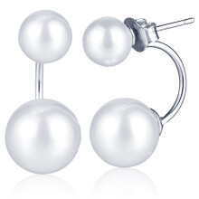 Yumilok 925 Silver Pearl Earrings, Multiple Wearing Options, for Wedding, Elegant Shape, Silver, Pearl