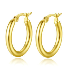 Yumay-9ct Gold Filled Smooth Creole Hoop Earrings for Girls or Women 20MM Hoop