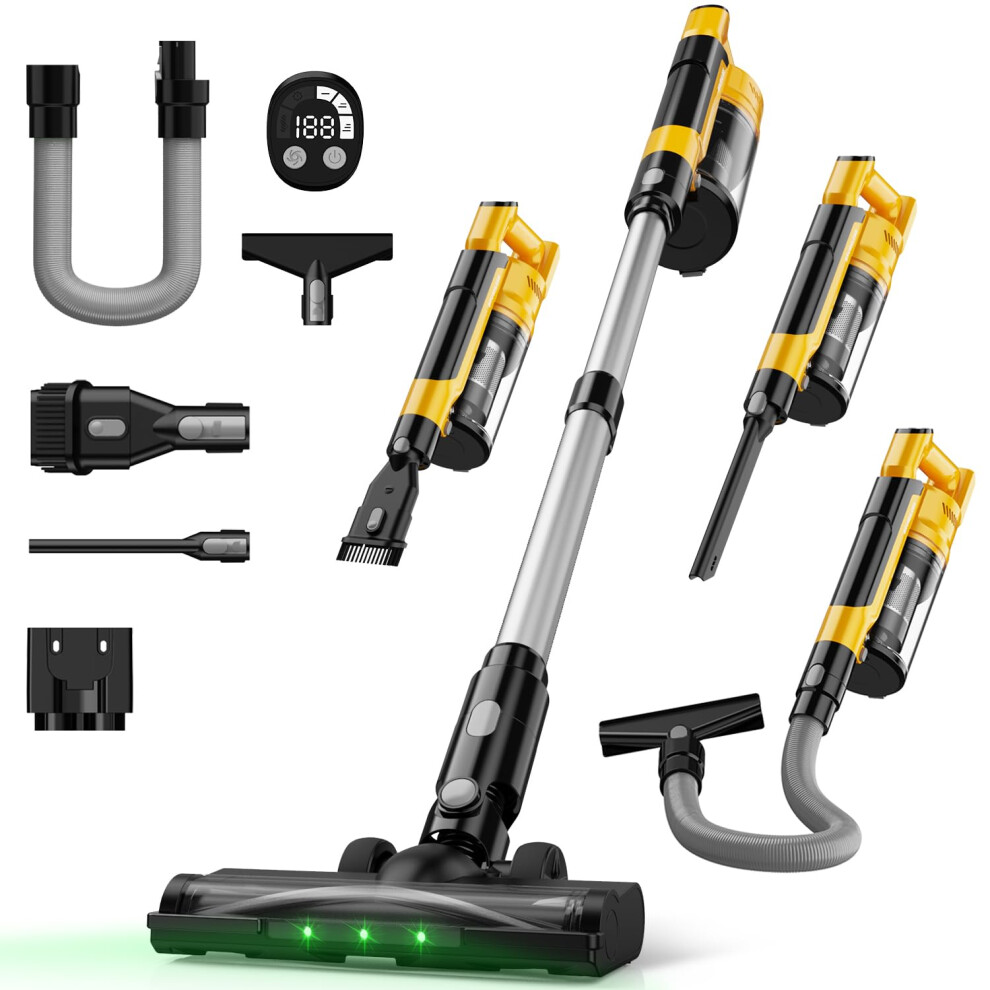 350W Cordless Vacuum Cleaner For Dewalt 20V Battery, 35Kpa Brushless Lightweight Stick Vacuum With 3 Mode Suction, 6 In 1 Stick Vacuum Cleaner With 711663802169
