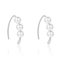 YAXUN 925 Sterling Silver Pearl Earrings for Women, Hypoallergenic Ear Hooks, Dangling Earrings with 3 White Pearls, Fashion Jewelry Gifts for Women
