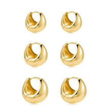 3pairs Gold Hoop Earrings for Women, Chunky Gold Huggie Earrings, For Wearing at Weddings, Family Gatherings, Birthdays