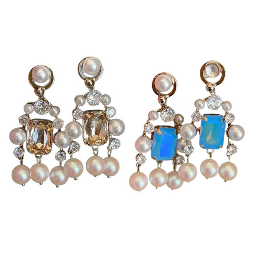 Boucles d'oreilles élégantes à longues franges avec-Champagne 2