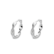 YAXUN 925 Sterling Silver Hoop Earrings for Women and Girls, Small Wavy Hoop Earrings, Hypoallergenic Huggie Earrings with 5A Cubic Zirconia