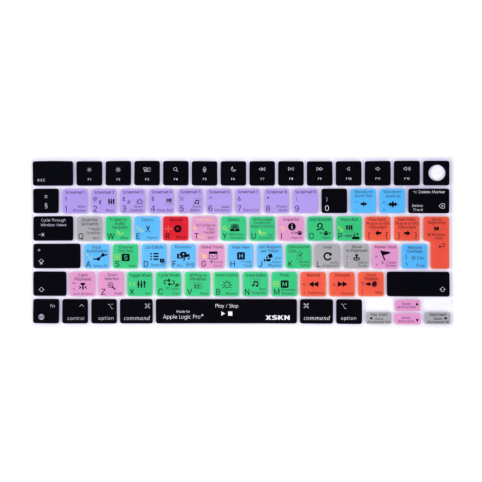 Xskn Logic Pro Shortcuts Eu Version Silicone Keyboard Cover For 2022 2023 2024 Macbook Air 13.6 15.3 Inch M2 M3 Chip With Touch Id A2941 A3114 A2681 762917029092